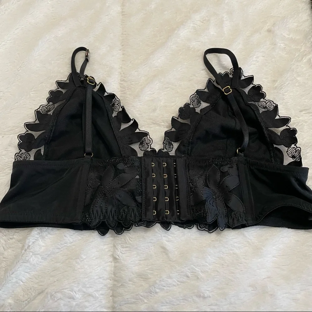 Victoria Secret Black Floral Longline Bralette - Picture 6 of 9